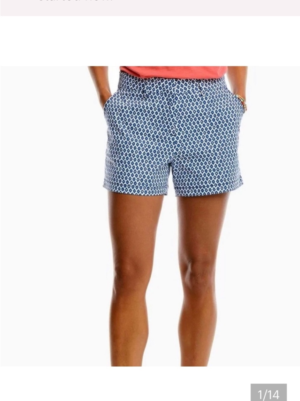Southern Tide Navy and White Diamond Print High-Waist Shorts